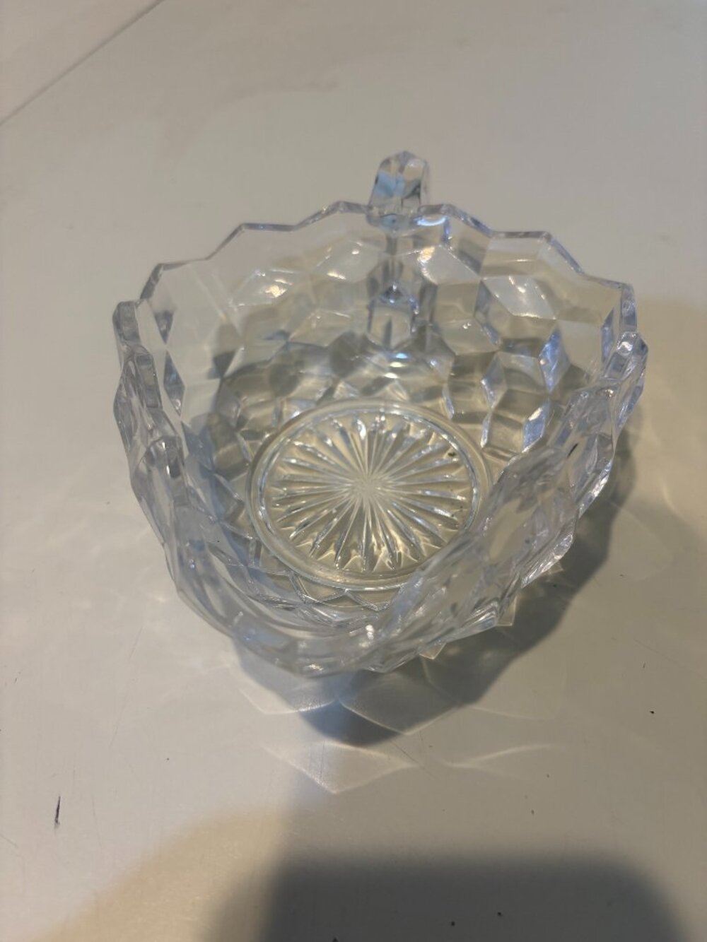 VINTAGE FOSTORIA AMERICAN CLEAR CUBIST HEART SHAPED NAPPY NUT DISH BOWL 6"